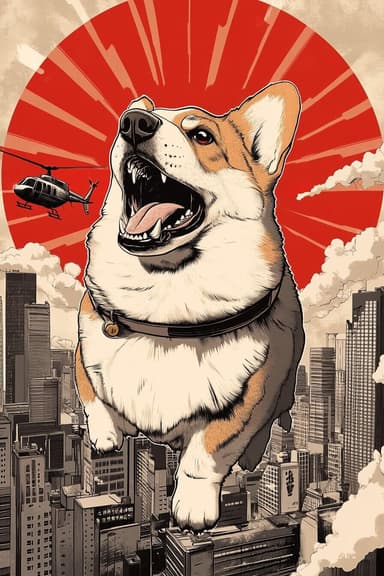Fairy tale storybook about a magical corgi and a ramen heist in Tokyo